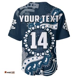 Custom Text And Number Carlton Football Baseball Jersey Shirt Blues 1864 Boomerang Indigenous Artsy
