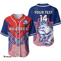 Custom Text And Number Bulldogs Football Baseball Jersey Shirt Western Doggies Aboriginal Art Ver.02