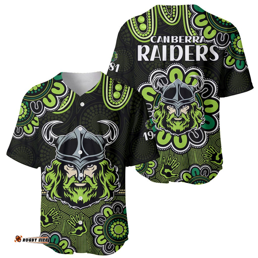 NRL Canberra Raiders Rugby 1981 Aboriginal Baseball Jersey Shirt