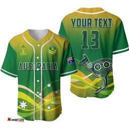 Custom Text and Number Australia Rugby Baseball Jersey Shirt Champions RLWC Kangaroos World Cup Rugby Ver.02