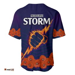 ANZAC Melbourne Storm Rugby Baseball Jersey Shirt Poppy Flowers Sporty Style