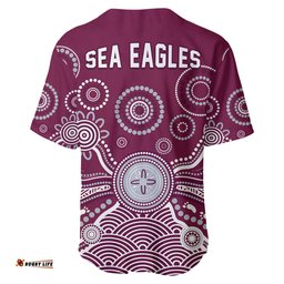 Sea Eagles Baseball Jersey Shirt Manly Warringah 1946 Indigenous Painting