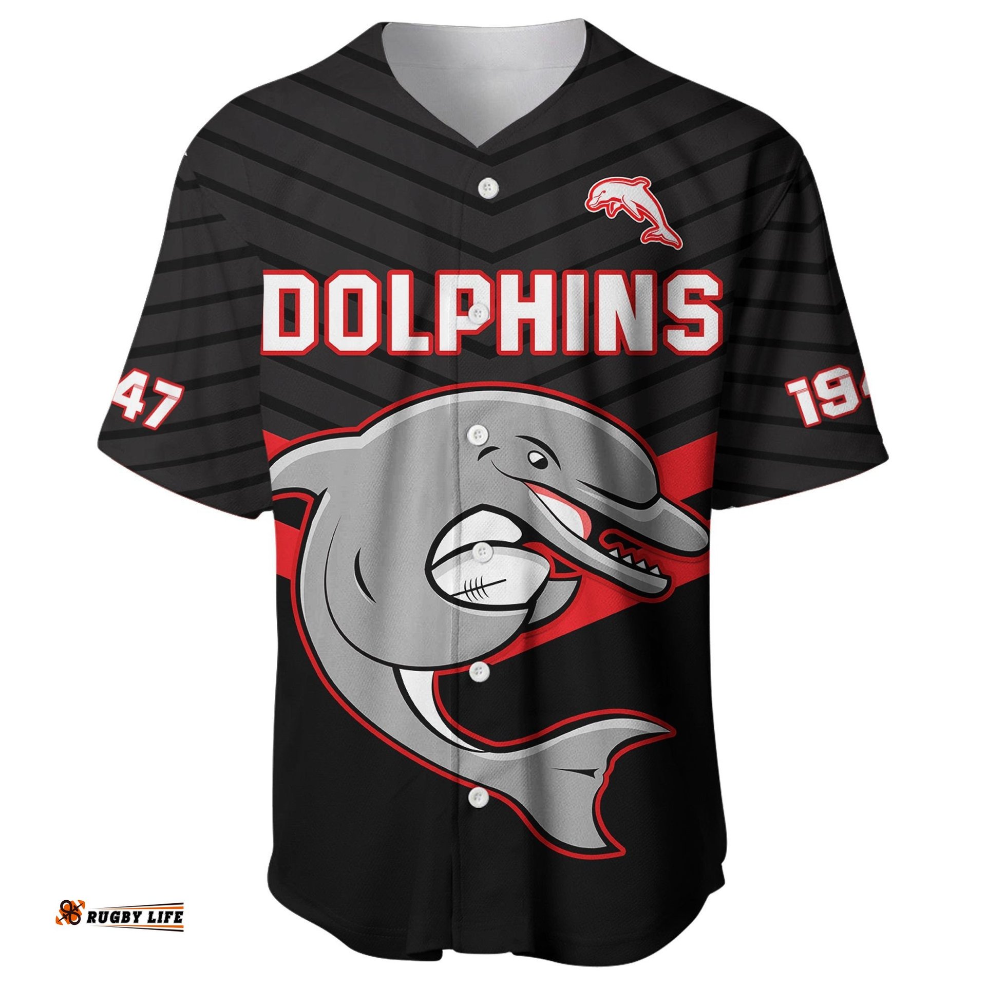 Dolphins Rugby Baseball Jersey Shirt Sporty Style Ver.03