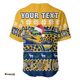 Custom Personalised Parramatta Eels Christmas Baseball Jersey Shirt Parra Aboriginal Art Merry Xmas