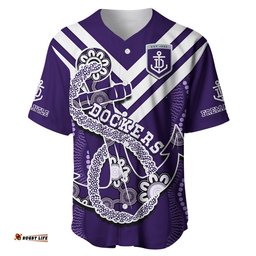 Custom Text And Number Dockers Football Baseball Jersey Shirt Fremantle Anchor Mix Aboriginal Pattern Dynamic Style