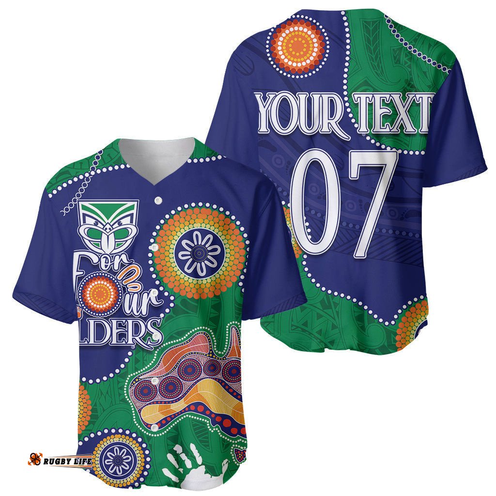 Personalised NAIDOC Week NRL NZ Warriors For Our Elders Baseball Jersey Shirt