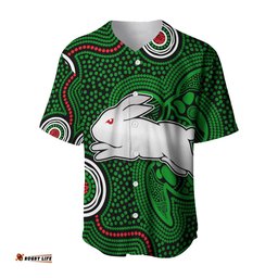 Custom Personalised Rabbitohs Indigenous Baseball Jersey Shirt Simple Green