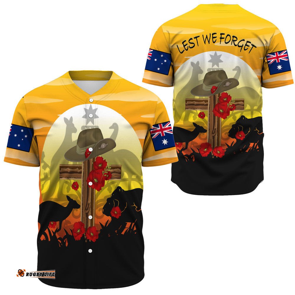 Anzac Day Lest We Forget Animal Baseball Jersey Shirt