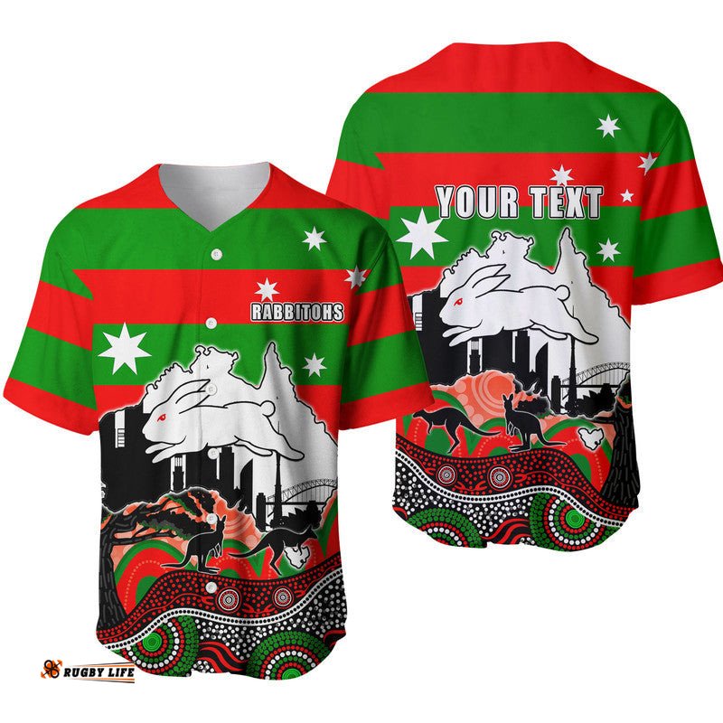 Custom Personalised Rabbitohs Rugby Baseball Jersey Shirt Australia Day Style