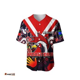 Roosters NAIDOC Aboriginal Patterns Baseball Jersey Shirt