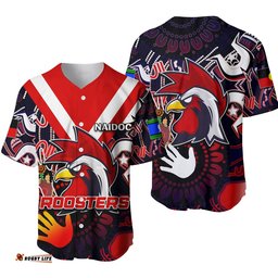Roosters NAIDOC Aboriginal Patterns Baseball Jersey Shirt
