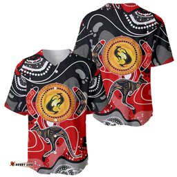 Aboriginal Flag Style Dot Art And Abstract Kangaroo Baseball Jersey Shirt