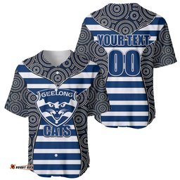 AFL Cats Baseball Jersey Shirt Mix Dot Aboriginal