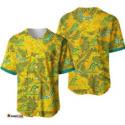 Wallabies Rugby Baseball Jersey Shirt Golden Wattle Aboriginal Boomerang Style Hawaii Ver.01