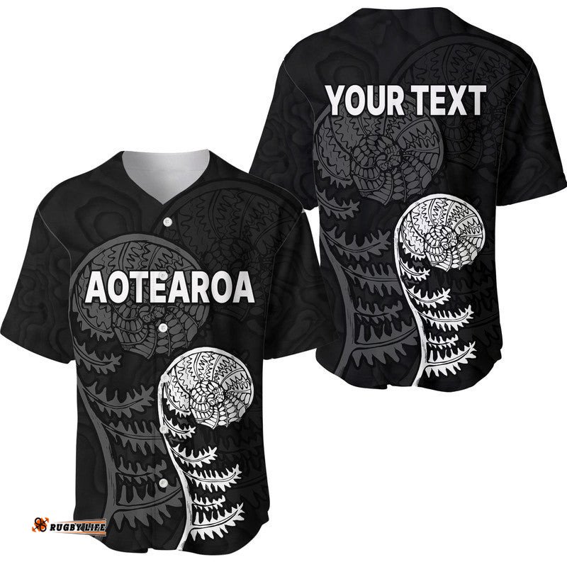Custom Personalised Aotearoa Silver Fern Baseball Jersey Shirt
