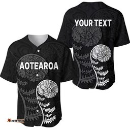 Custom Personalised Aotearoa Silver Fern Baseball Jersey Shirt