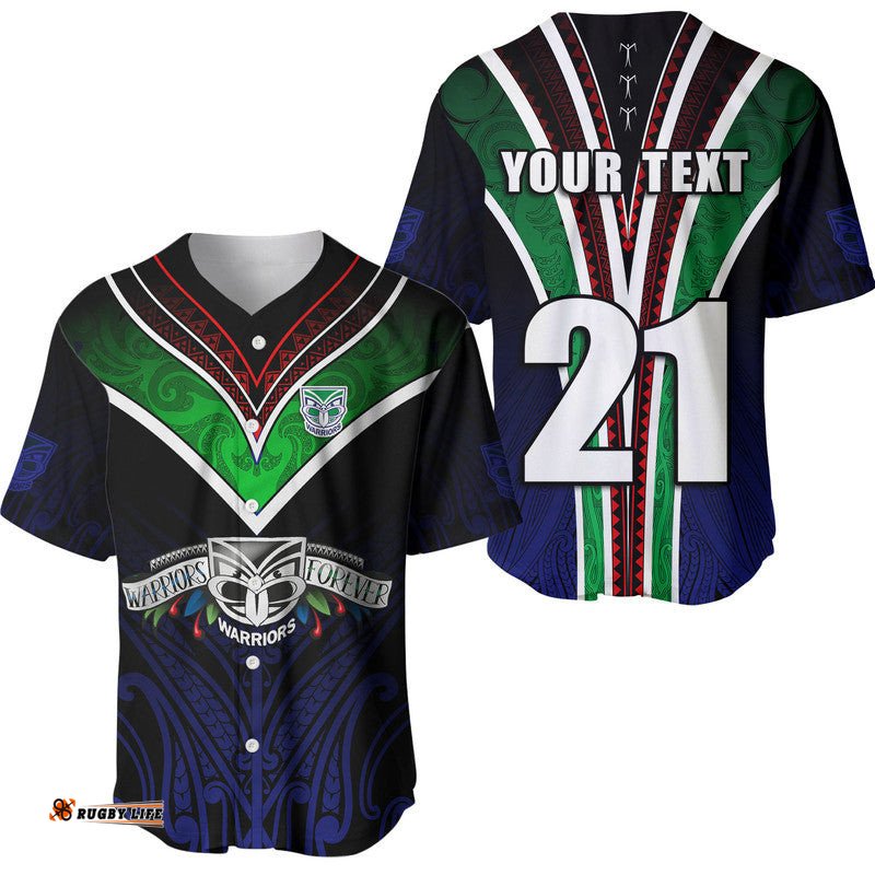 Custom Personalised New Zealand Warriors Baseball Jersey Shirt The Warriors Special Maori Silver Fern Style