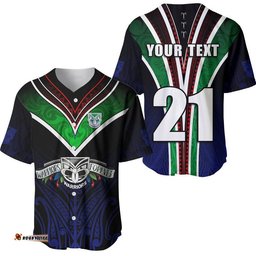 Custom Personalised New Zealand Warriors Baseball Jersey Shirt The Warriors Special Maori Silver Fern Style