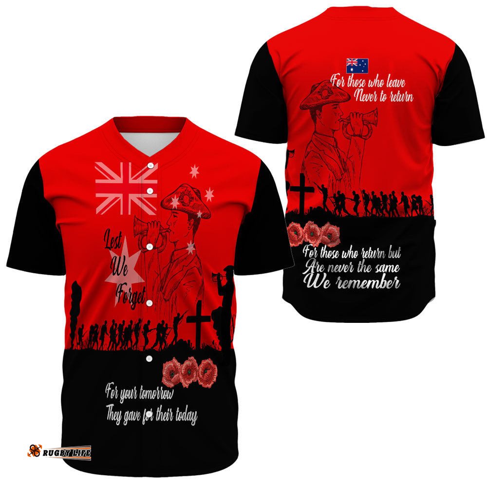 Lest We Forget For Those Who Leave Never To Return Baseball Jersey Shirt