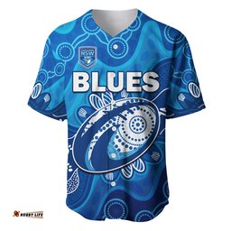 Custom Text And Number NSW Blues Baseball Jersey Shirt New South Wales Aboriginal Art