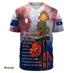 Custom Anzac Day Remembrance Day Qoute Baseball Jersey Shirt