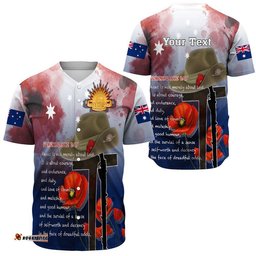 Custom Anzac Day Remembrance Day Qoute Baseball Jersey Shirt