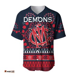 Demons Merry Christmas Baseball Jersey Shirt Melbourne Football Indigenous