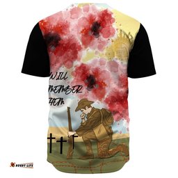 Anzac We Will Remember Them Baseball Jersey Shirt