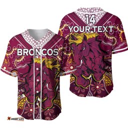 Custom Text And Number Broncos Rugby Baseball Jersey Shirt Indigenous Pattern Artsy Strip Ver.01