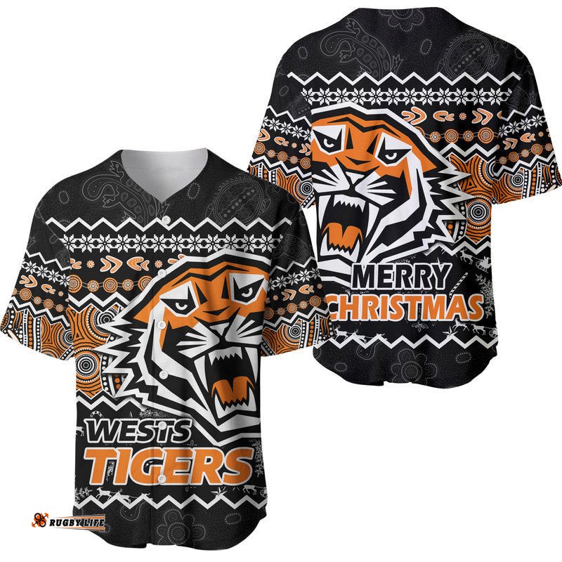 Wests Tigers Aboriginal Christmas Vibe Black Version Baseball Jersey Shirt