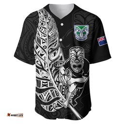 New Zealand Tiki Rugby Baseball Jersey Shirt NZ Warriors Fern Maori Style 09