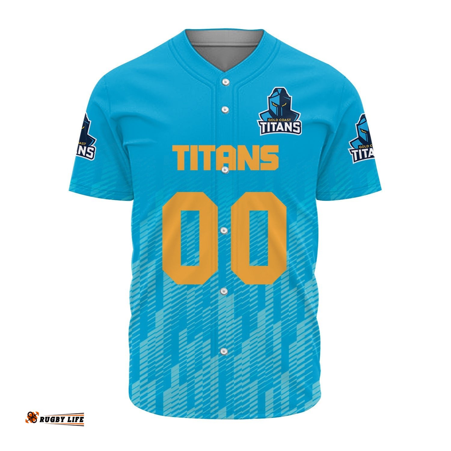 Gold Coast Titans Baseball Jersey Shirt Logo Sport Ombre NRL