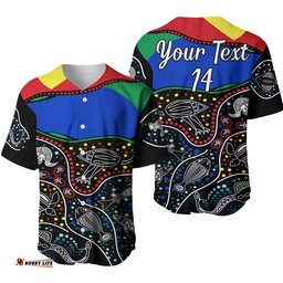 Custom Text and Number NAIDOC Week Baseball Jersey Shirt National Aborigines And Torres Strait Islander Animals Aboriginal Art