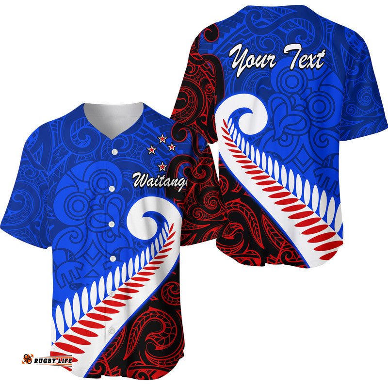 Custom Personalised Waitangi Day Baseball Jersey Shirt Aotearoa Hei Tiki Silver Fern