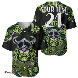 Custom Personalised NRL Canberra Raiders Rugby 1981 Aboriginal Baseball Jersey Shirt