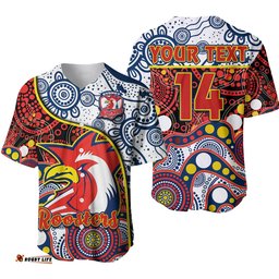 Custom Text And Number Roosters Rugby Baseball Jersey Shirt Easts 1908 Aboriginal Artsy Premiers