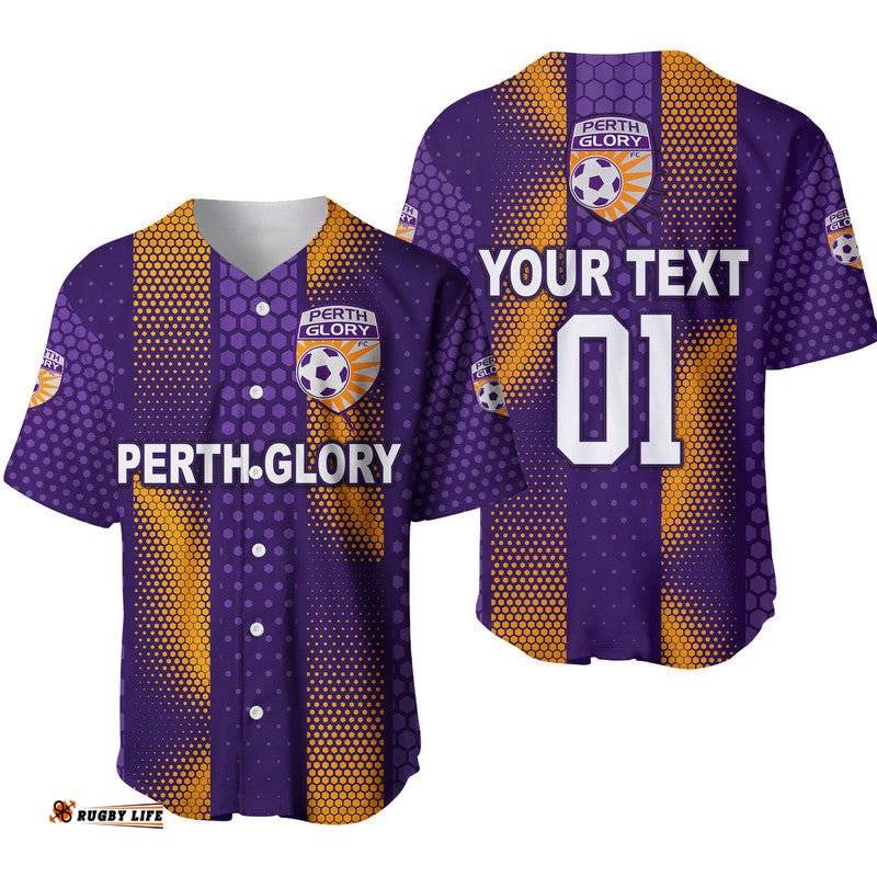 Custom Personalised Perth Glory Baseball Jersey Shirt Soccer Club Original Style Purple