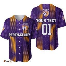 Custom Personalised Perth Glory Baseball Jersey Shirt Soccer Club Original Style Purple