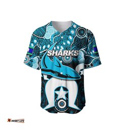 Custom Personalised Sharks Torres Strait Islanders Mix Aboriginal Baseball Jersey Shirt