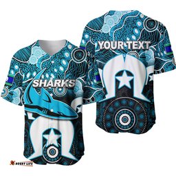 Custom Personalised Sharks Torres Strait Islanders Mix Aboriginal Baseball Jersey Shirt