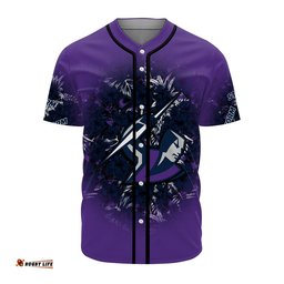 Melbourne Storm Baseball Jersey Shirt Polynesian Hibiscus Tropical Vintage NRL