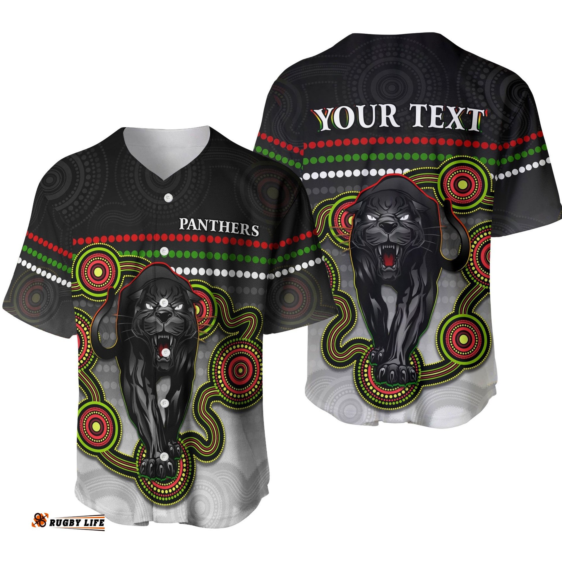 Custom Personalised Panthers Indigenous Baseball Jersey Shirt Version White Alternate