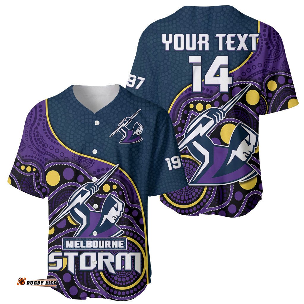 Custom Text And Number Storm Rugby Baseball Jersey Shirt Est 1997 Indigenous Art 04