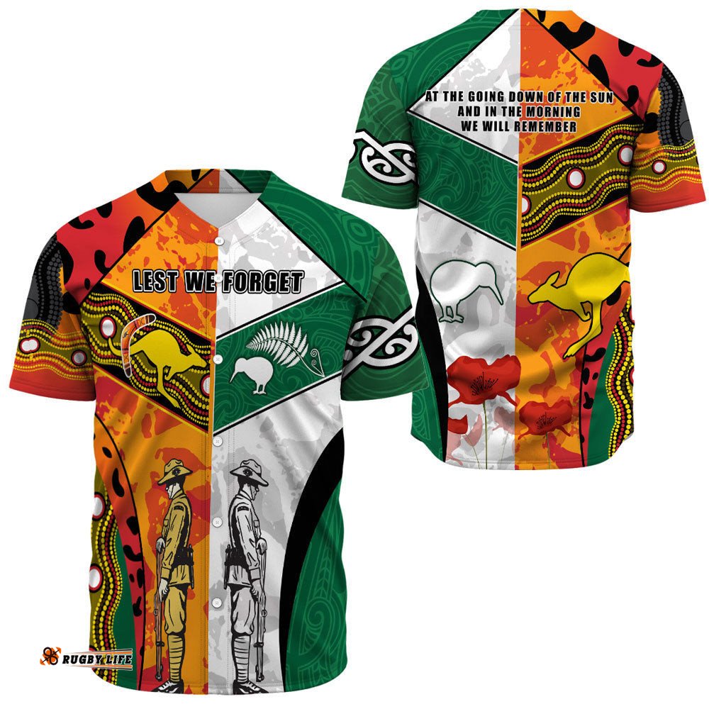 Anzac Day Australia New Zealand Mix Baseball Jersey Shirt