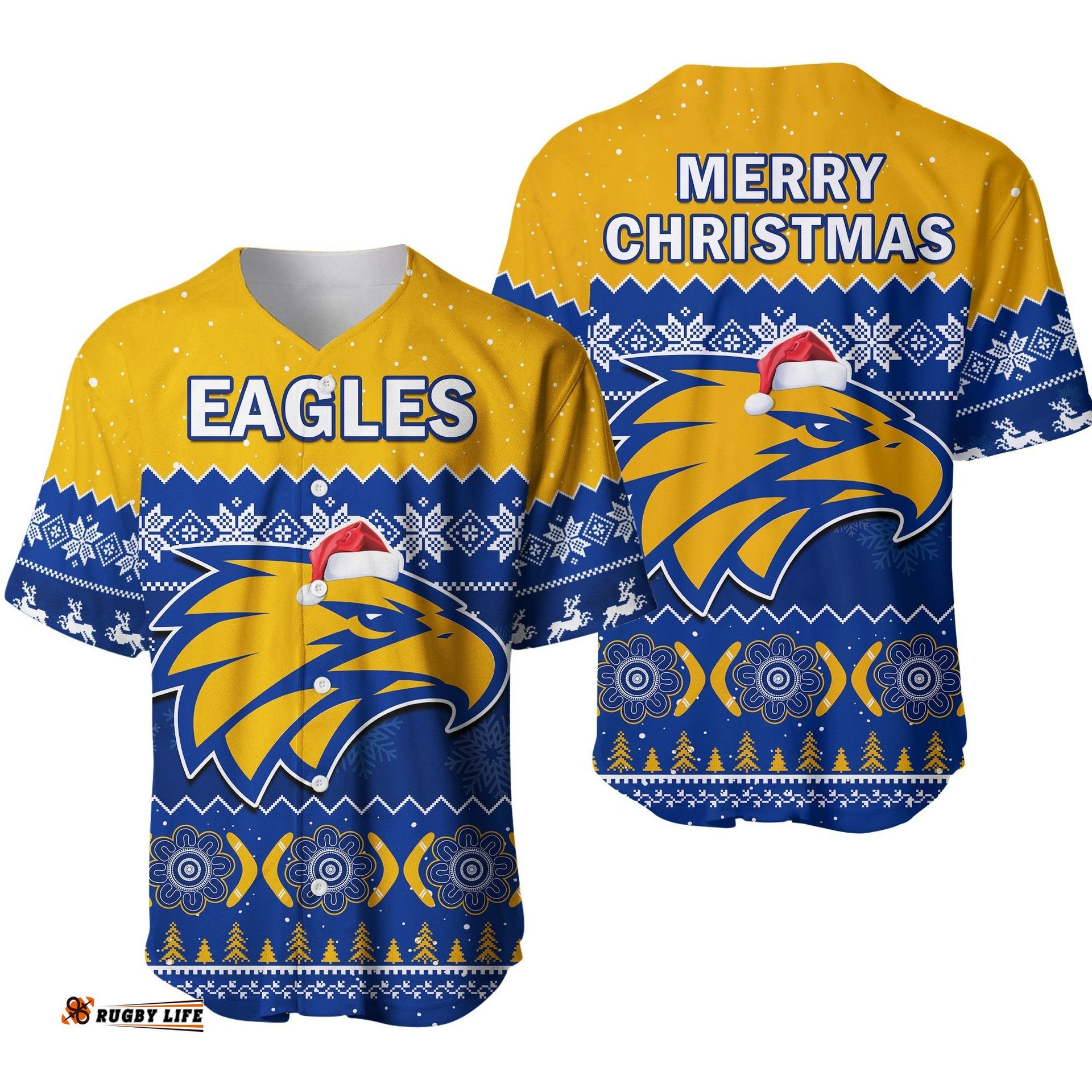 West Coast Football Baseball Jersey Shirt Eagles Indigenous Merry Christmas
