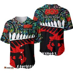 New Zealand Maori ANZAC Baseball Jersey Shirt Remembrance Soldier Paua Shell