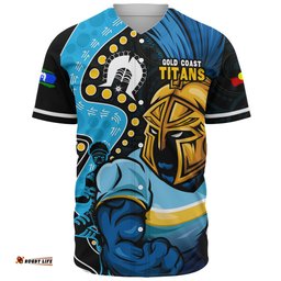 Amazing Aussie Gold Coast Titans NAIDOC Indigenous Warrior Spirit Baseball Shirt