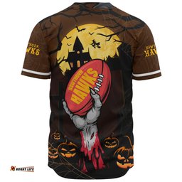 Amazing Aussie Hawthorn Full Moon Fever Halloween Supporter Baseball Shirt