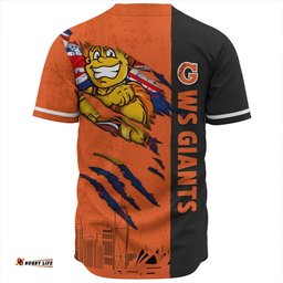 Amazing Aussie GWS GIANTS Burning Passion Of Power Scratch Style Baseball Shirt