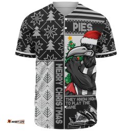 Amazing Aussie Collingwood Merry Christmas Knit Style Festive Spirit Baseball Shirt
